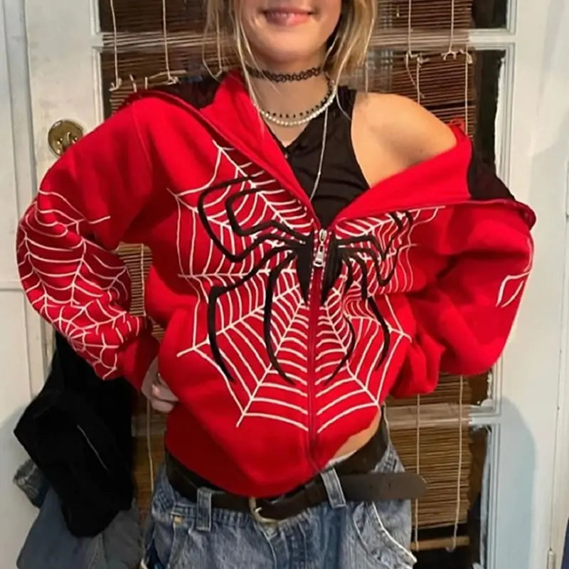 Streetwear Hoodie Spider Web